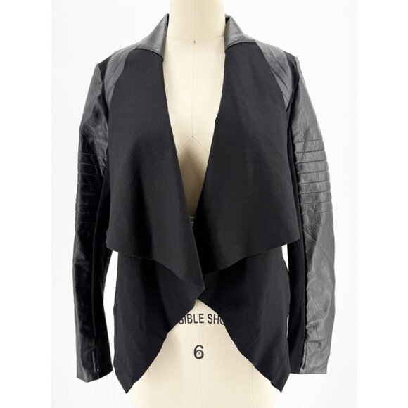 Blanc Noir Drape Front Jacket In Black Size XS - Picture 2 of 12